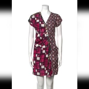 Marni Dress Asymmetrical Pink, White and Brown Size 10 46